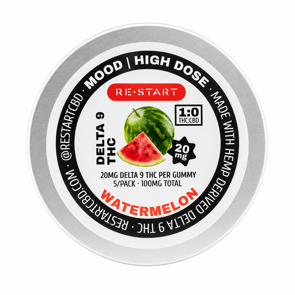 Delta 9 THC 20MG Gummies Watermelon / 5-ct